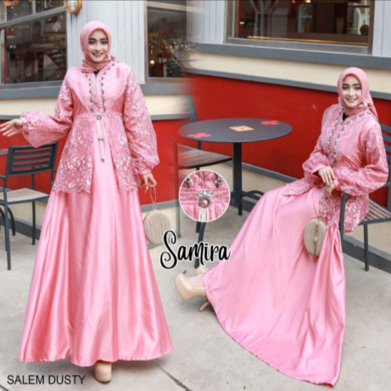gamis pesta muslimah samira dress lamaran syari wedding dress ori