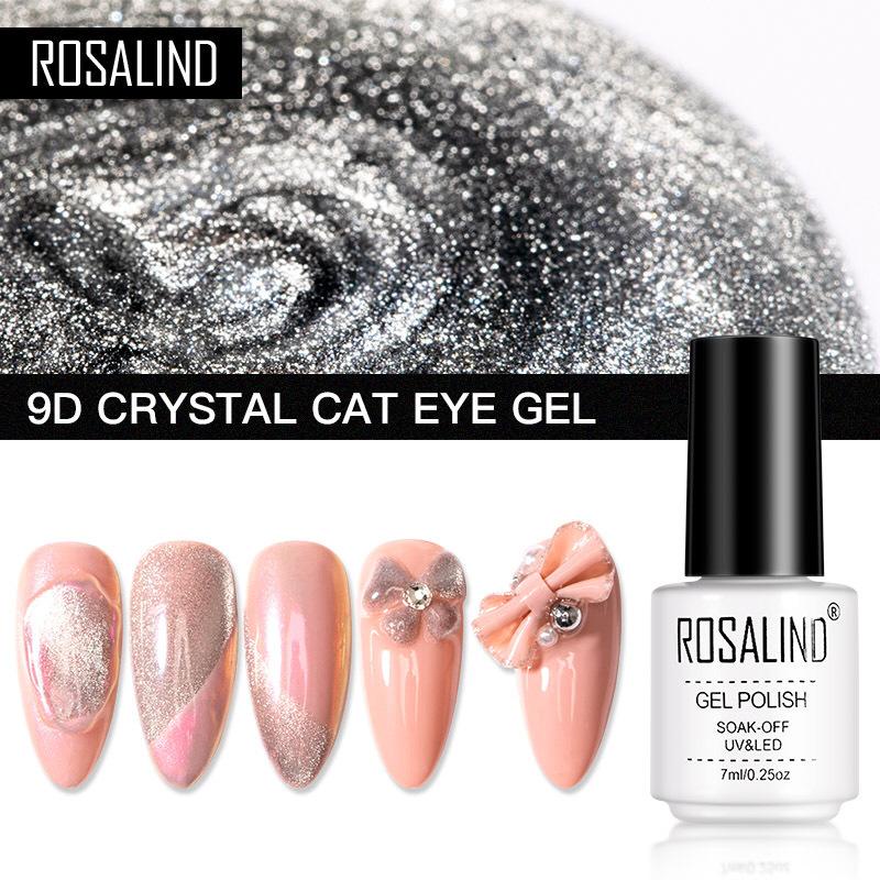 ROSALIND 9D Crystal Cat eye Series Gel Nail Polish UV LED Nail Art / Kutek / Cat Kuku