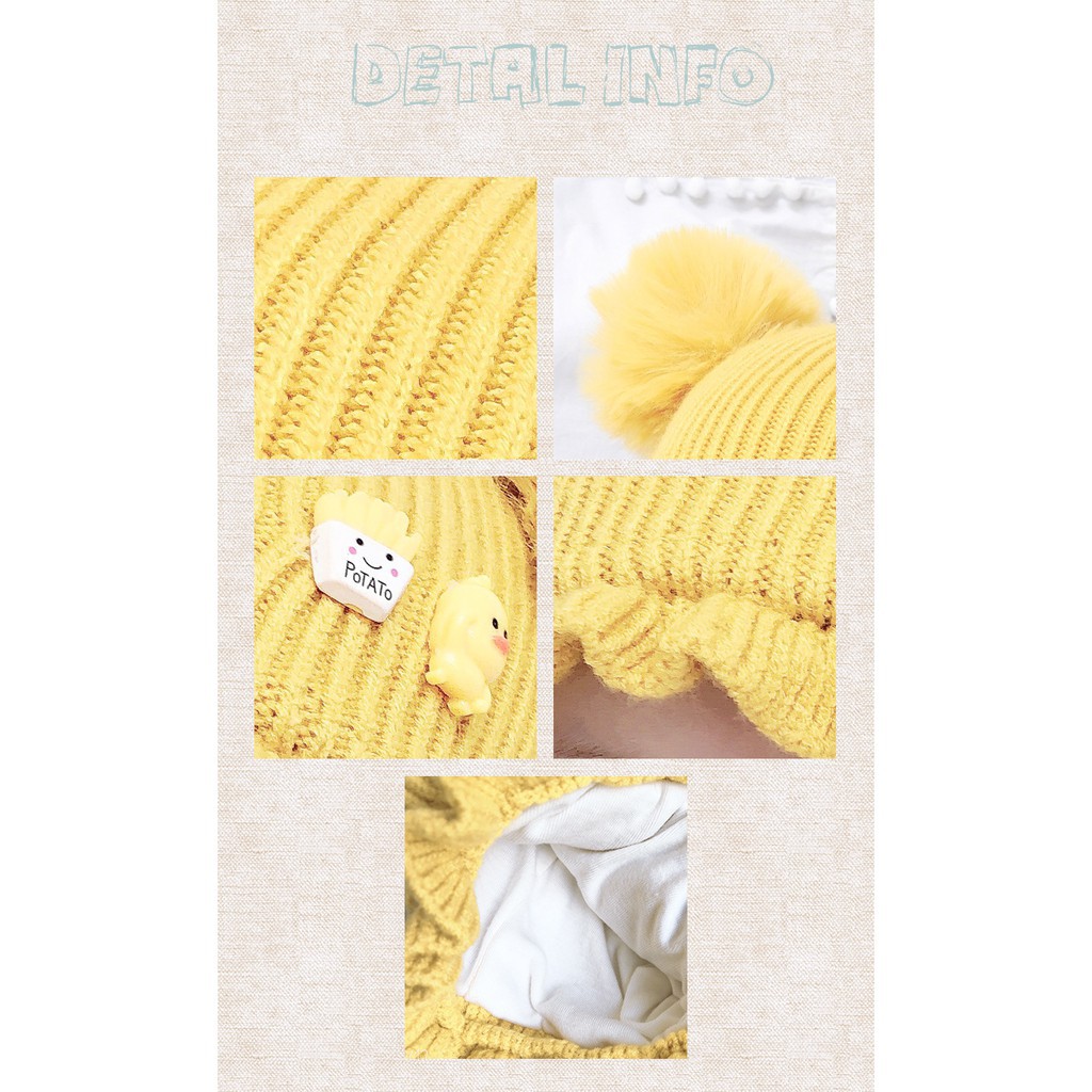 CHUBBI 24 Topi Rajut Kupluk Anak Bayi Perempuan Wol Lembut Potato
