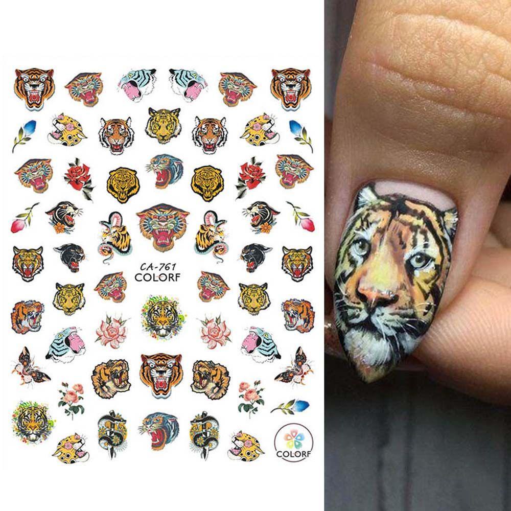 AUGUSTINA Agustina Stiker Nail Art Tahun Baru Decal Lucu2022Tahun Baru Retro DIY Alat Kuku