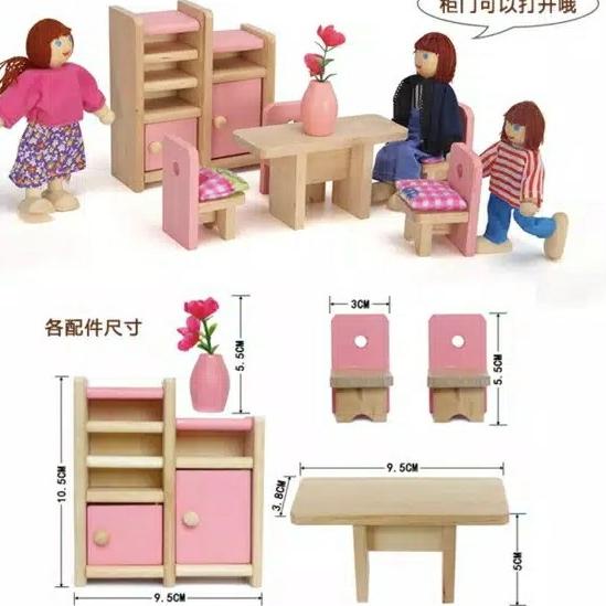 Wooden furniture doll house, doll house accessories, mainan rumah kayu
