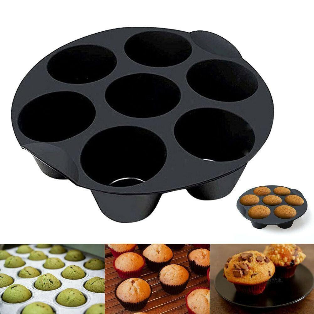 【 ELEGANT 】 Air fryer Cetakan Aman Hitam Silikon Kue DIY Baking Aksesoris Bakeware