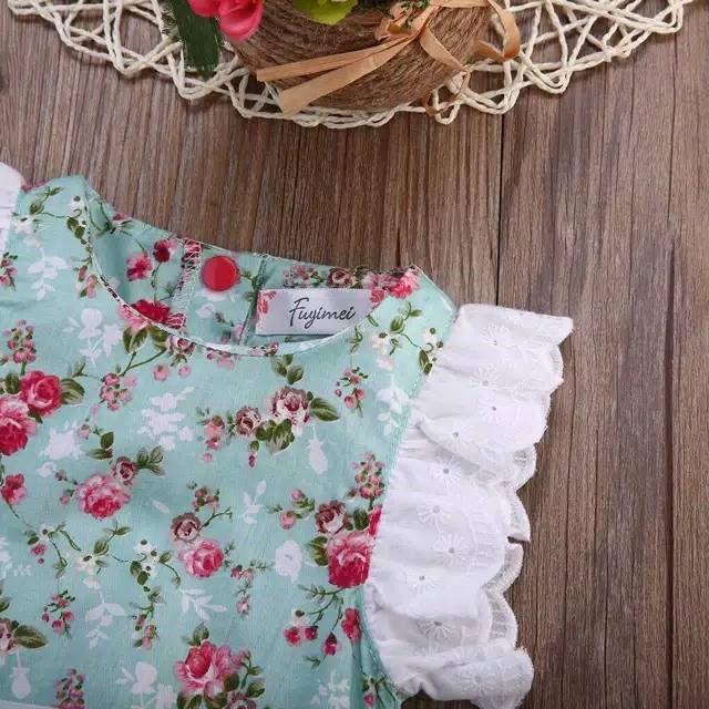 ROMPER BAYI GREEN FLOWER JUMPER BAYI ROMPER BAYI BAJU BAYI LUCU BAJU ANAK JUMPER ANAK