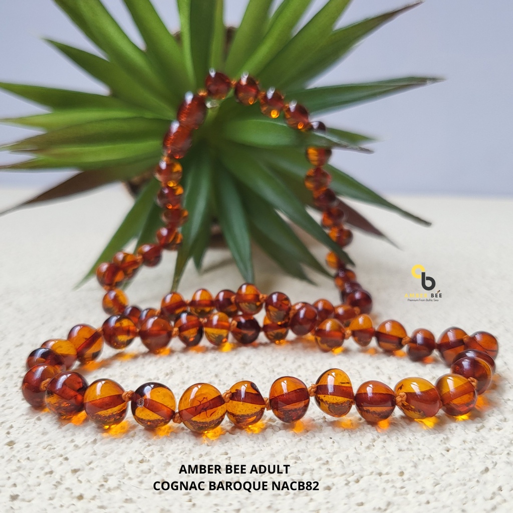 Kalung Amber Baltic Lithuania Dewasa Premium Glossy Cognac NAGC82 by Amber Bee