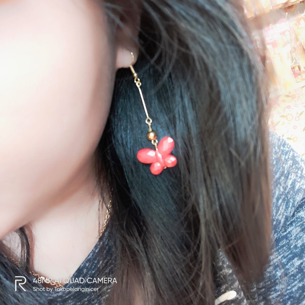 Anting Hooks Korea Fashion Aksesoris  Kupu-Kupu warna Manis Anting Beauty Tokopelanginicer