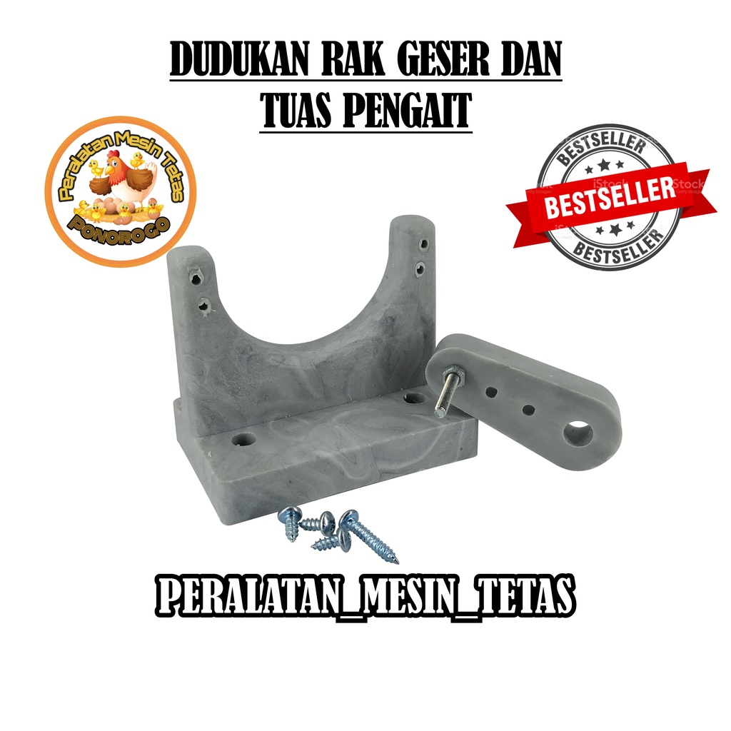 Dudukan Rak Geser dan Tuas Pengait Motor Mesin Tetas Telur Sistem Rak Geser