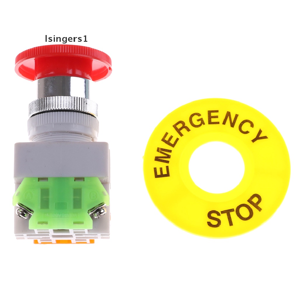 (lsingers1) Tombol Tekan DPST 1NO 1NC AC 660V 10A Bentuk Jamur Warna Merah