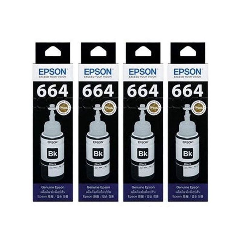 Paket 4 Botol Tinta Epson 664 Black untuk Printer Epson L100, L110, L120, L200, L210, L220, L300, L310, L350, L355, L360, L365, L455, L550, L555, L565, L655, L1300