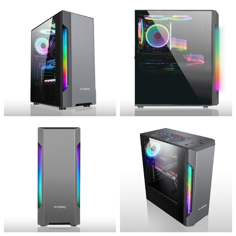 CASING GAMING INFINITY FLASH V2 TEMPERED GLASS RGB