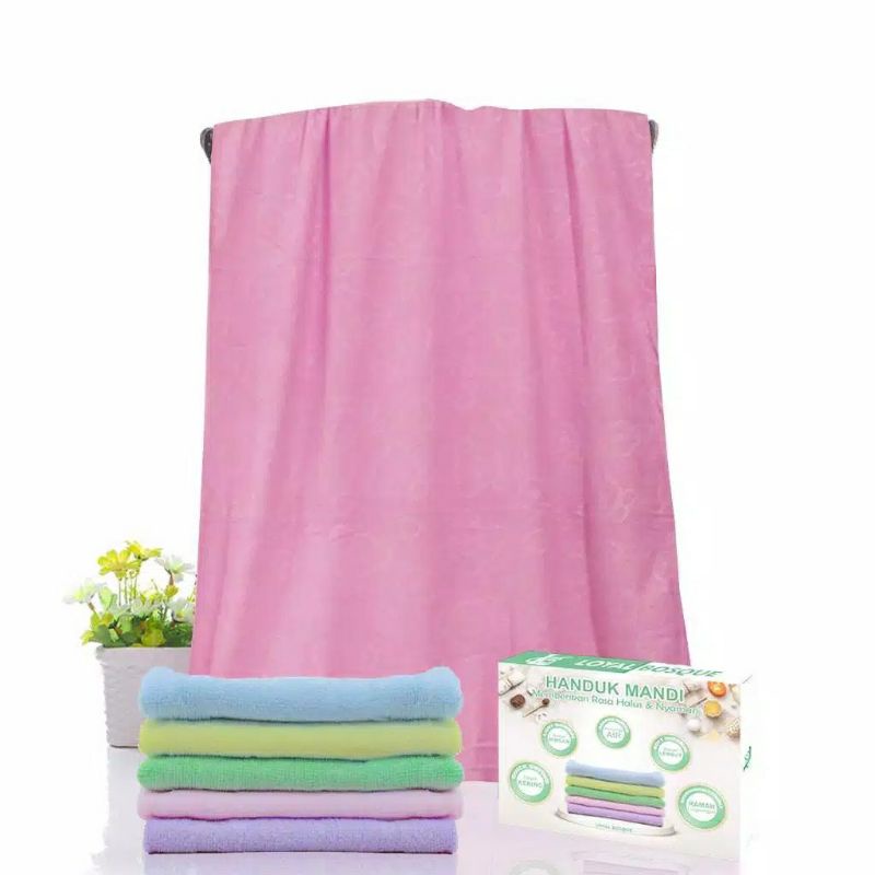 handuk mandi polos motif embos