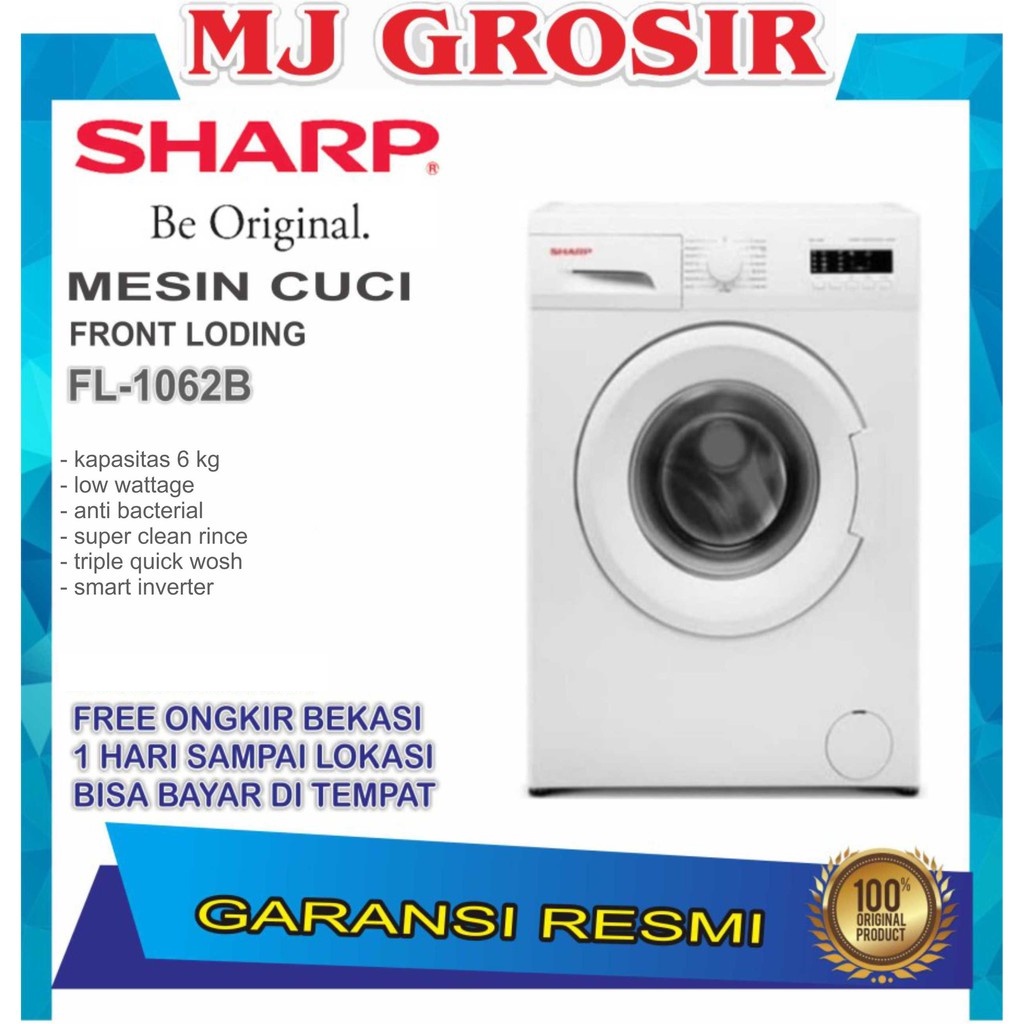 MESIN CUCI FRONT LOADING SHARP ES-FL 1062 ESFL1062 6 kg 1 TABUNG