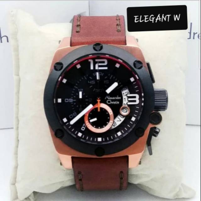 JAM TANGAN ALEXANDER CHRISTIE PRIA ORIGINAL AC 6456 MC COKLAT ROSEGOLD