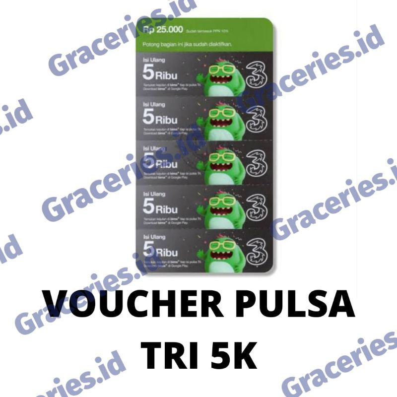 VOUCHER PULSA TRI 5K / VOUCHER ISI ULANG PULSA TRI 5 RIBU