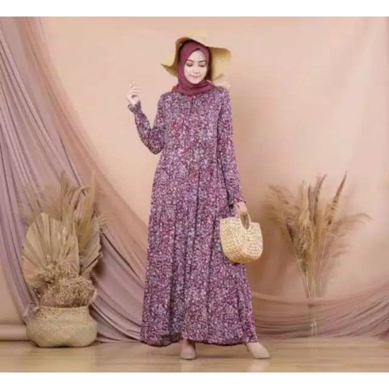 GAMIS RAYON STANDART XL LD 105- 110 CM / DRESS DEYANA / GAMIS MUSLIMAH /  BAHAN KATUN