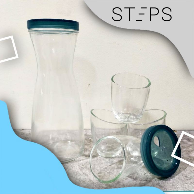 WATER JAR BOTTLE + GLASS WARE SET 6PCS