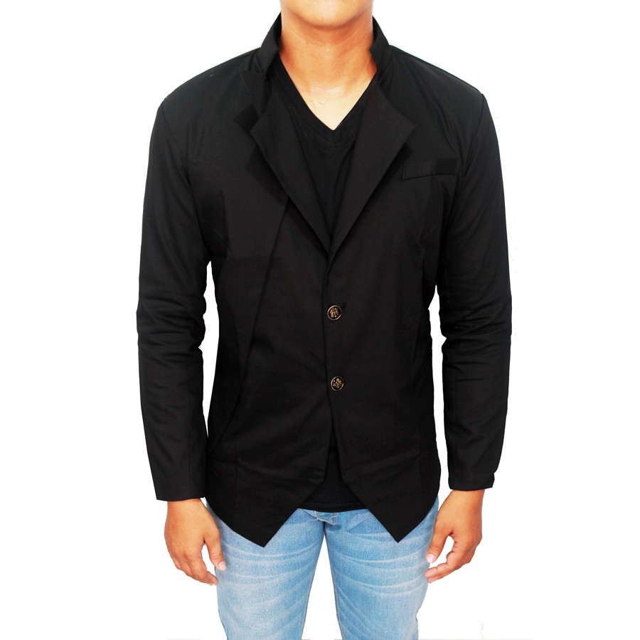 Blazer Slim Fit Pria Korea Katun Hitam – BLZ 605