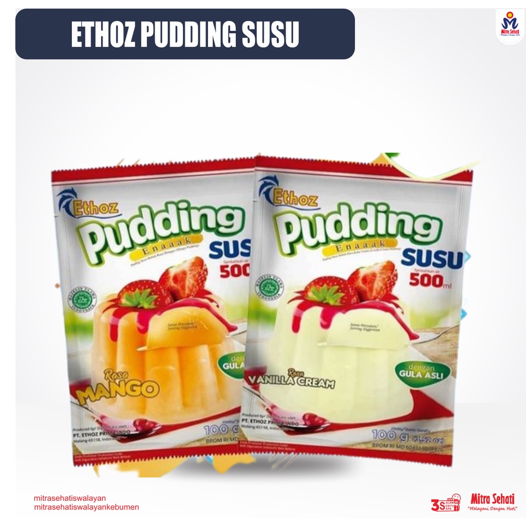 

ETHOZ PUDDING SUSU 100gr / PDUING CHOCHO / PUDING COCOPANDAN / PUDING MANGO / PUDIING VANILLA [ Mitra Sehati Swalayan ]