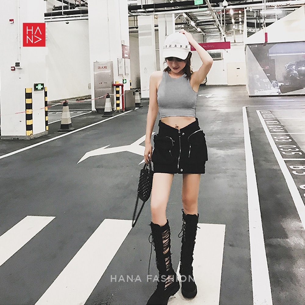 Sita Crop Tank Top Murah Atasan Wanita Murah - TT007-Light Grey