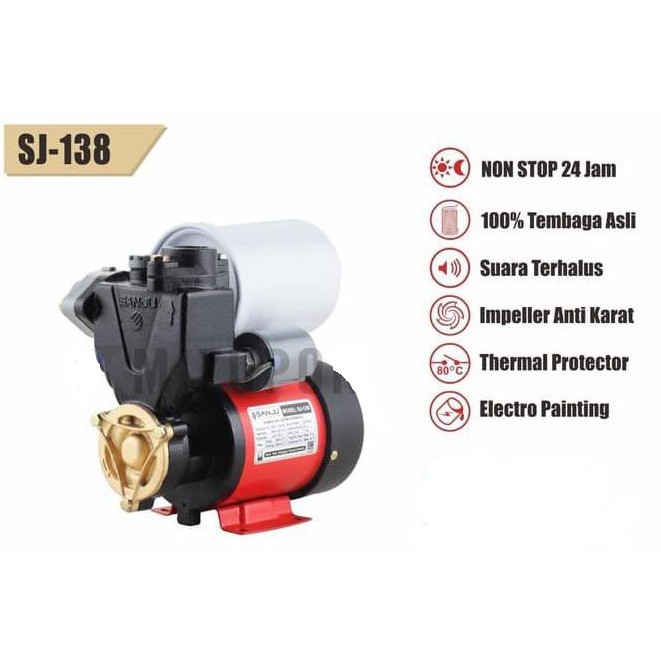 MAXPUMP SJ-138 Mesin Pompa Air Sumur Dangkal Otomatis 220Volt 50Hz 125Watt Pompa Air Tahan Lama Bergaransi