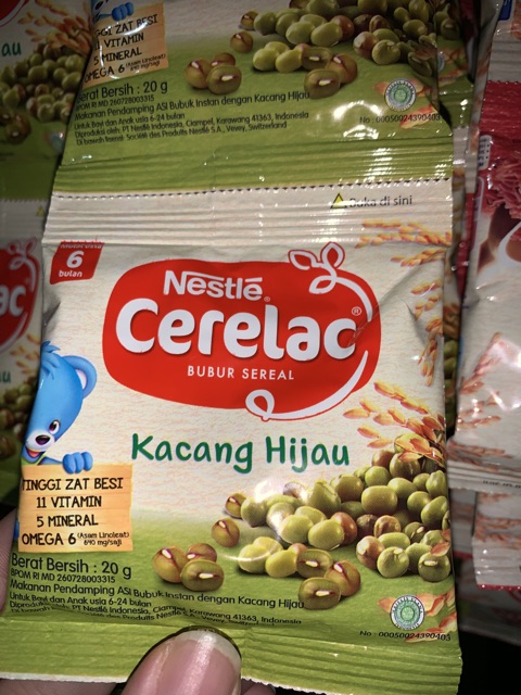 Nestle Cerelac bubur bayi kacang hijau 20gr renceng isi 8 sachet x 20 gram bubur bayi