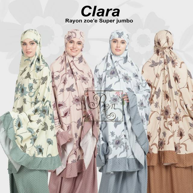 mukena rayon twill jumbo premium dewasa motif flower polos  batik adem halus murah santung clara