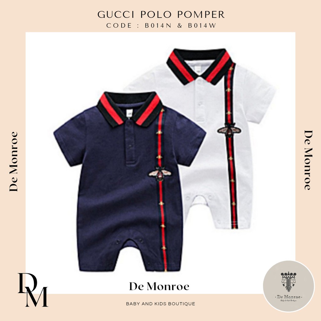 De Monroe Baju Bayi dan Anak Premium Fashion Baby Polo Shirt Kaos Berkerah Bayi Cowok motif GUCCI