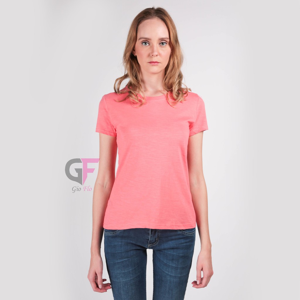 GIOFLO Atasan Wanita Kaos Pendek Polos Merah Salem / FW 04