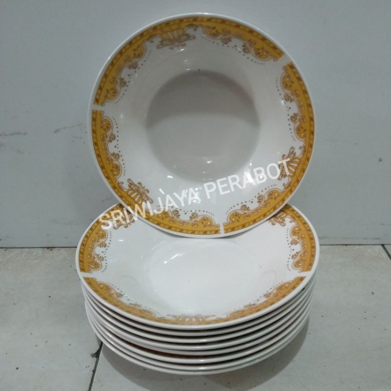 PIRING MAKAN KERAMIK MOTIF MAHKOTA 8 INCH | PIRING MAKAN KEMBANG