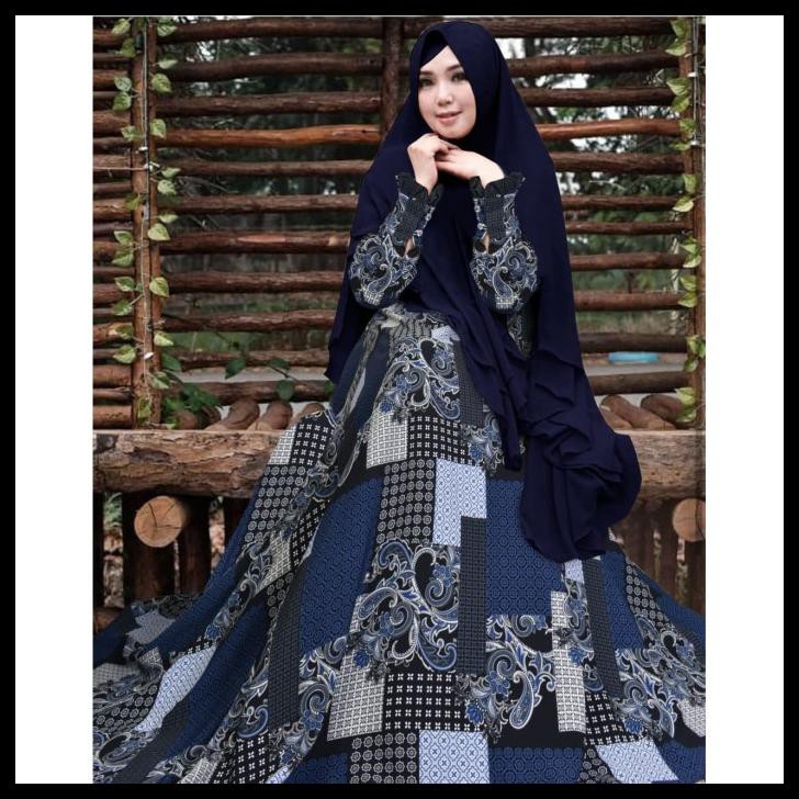 Realpict - Gamis Monalisa Premium - Syari Batik Risanaya Full Navy