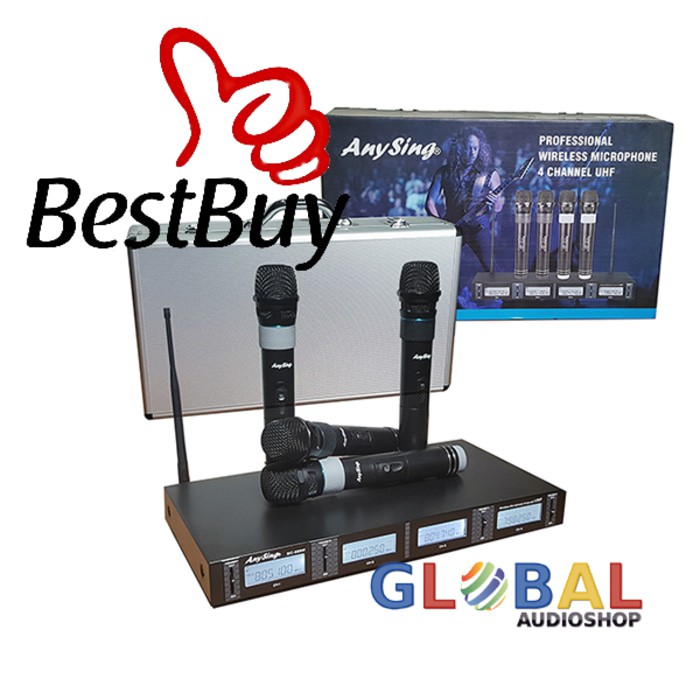 Anysing MC889 W /MC-889 W Mic Wireless 4 channel UHF MC889W