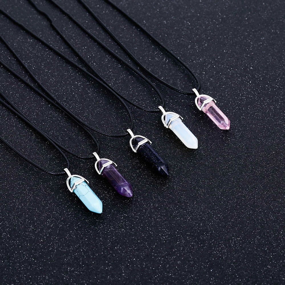 COD❤️Kalung Liontin Batu Kristal Alami Obsidian Bintang Berujung Enam Sweater Rantai Hantu Klavikula Rantai Pria dan Wanita Batu Alam Konstelasi Quartz Chakra Penyembuh Untuk Hadiah