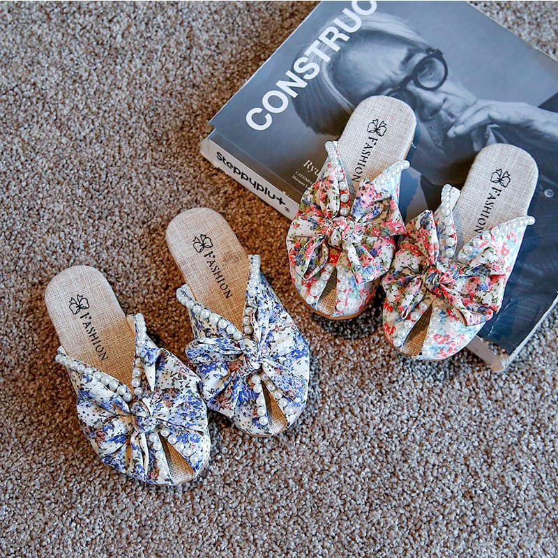 [Brandedbaby] 26-36 SEPATU SENDAL SELOP ANAK PEREMPUAN IMPORT / SEPATU ANAK FASHION IMPORT TERBARU MOTIF BUNGA MUTIARA