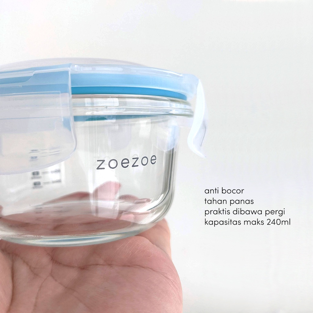 ZOEZOE Baby Food Container Glass 240ml Wadah Makanan Kaca Bayi MPASI