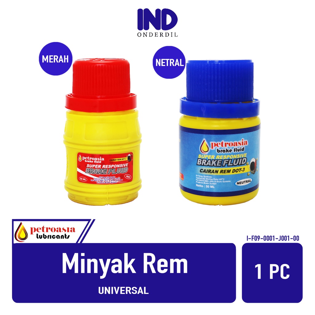 Minyak-Oli-Oil Rem-Brake Fluid 3 Dot-Dot3 SNI Red-Merah-Neutral-Netral Merk Petroasia-Petro asia 50 Ml-50ml