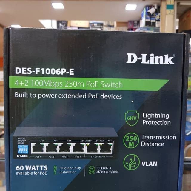 POE SWITCH HUB D-LINK DES-F1006P-E 4 PORT