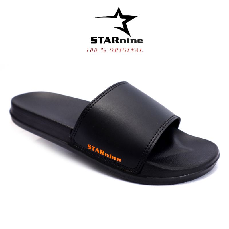 STARnine stsn002 -Sandal slide/sandal pria/sandal slop-Hitam orange stsn002