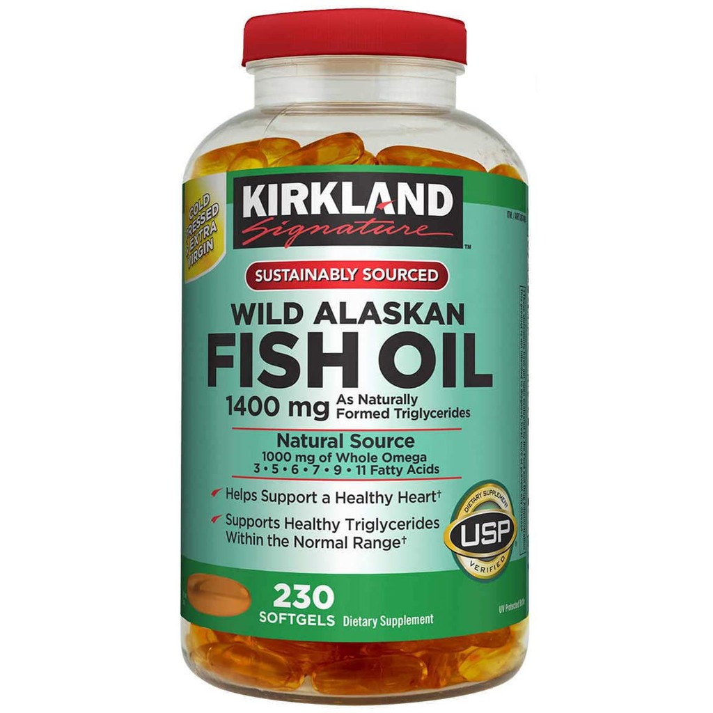 Kirkland Wild Alaskan Fish Oil 1400 mg 230 Softgels Suplemen Minyak Ikan Alaska