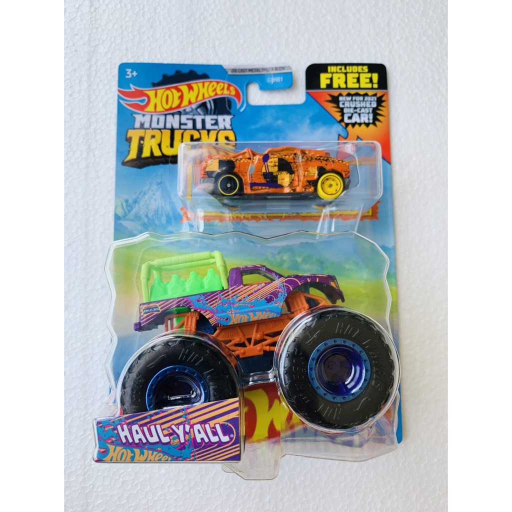 HOT WHEELS HOTWHEELS MONSTER TRUCKS TRUCK HAUL Y ALL UNGU FREE RE-CRUSHABLE CARS BIG FOOT LANGKA