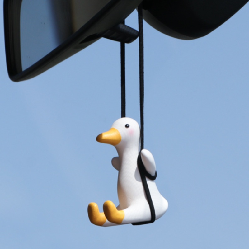 Gypsum Cute Anime Swing Duck Pendant Auto Rearview Mirror Ornaments Auto Decoraction