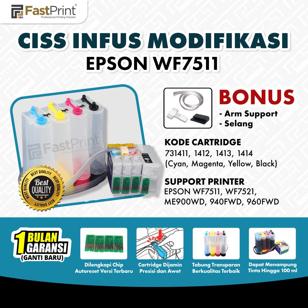 CISS Infus Modifikasi Epson WF7511 WF7521 ME900WD 940FWD 960FWD Kosongan