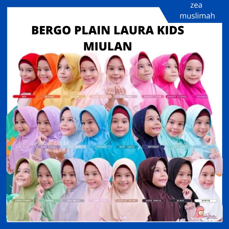 JILBAB ANAK | JILBAB ANAK SEKOLAH | BERGO PLAIN LAURA KIDS MIULAN | MIULAN KIDS