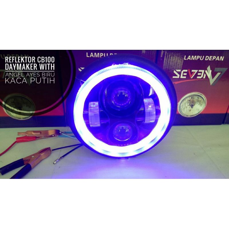 Headlamp Reflektor Lampu Depan Led Daymaker 5 75 Inch 4 Led + Batok Hitam