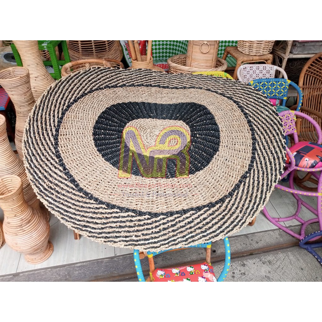 RUG SEAGRASS 120CM/KARPET KESET anyaman/KARPET BULAT/FLOOR MAT/Rotan Karpet Rustic Karpet Enceng