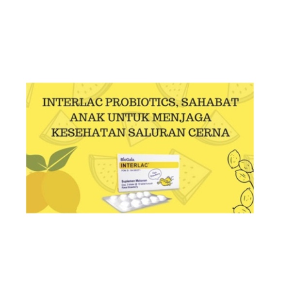 Interlac 30tablet Suplemen Makanan Vitamin Anak Kunyah Rasa Strawberry Jeruk Vitamin C Interlak