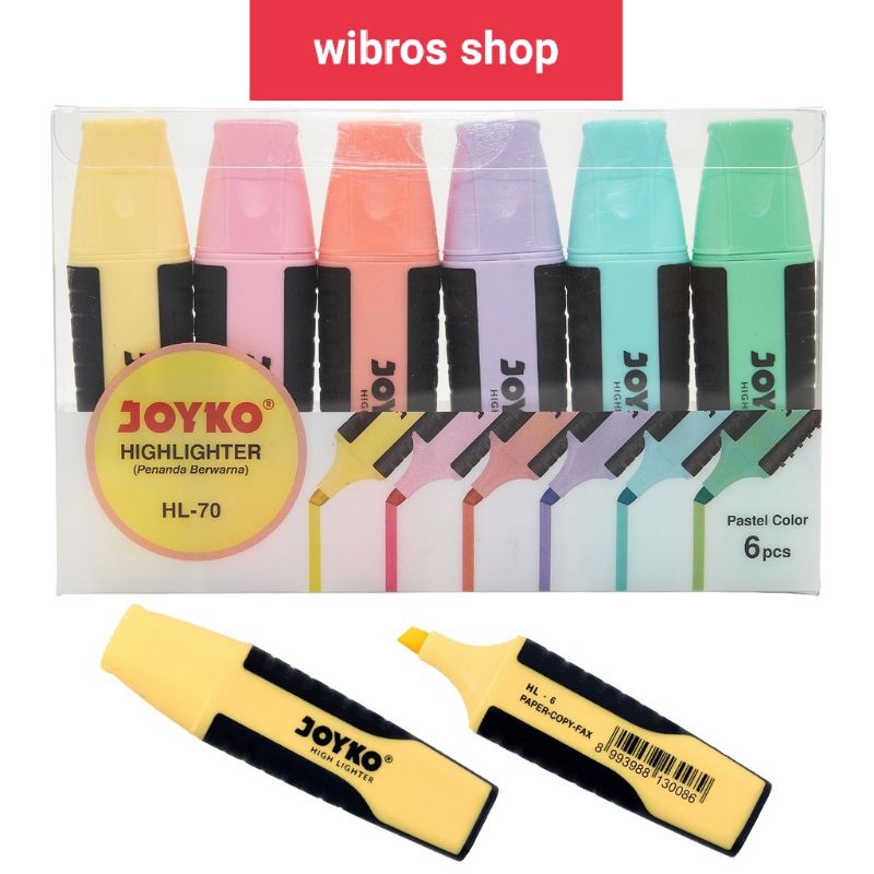 

Highlighter Penanda Berwarna Joyko HL-70 Pastel Color 1 Set 6 Pcs