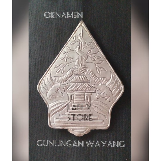 Aksesoris pagar besi ornamen motif gunungan wayang 50x65cm dua sisi muka