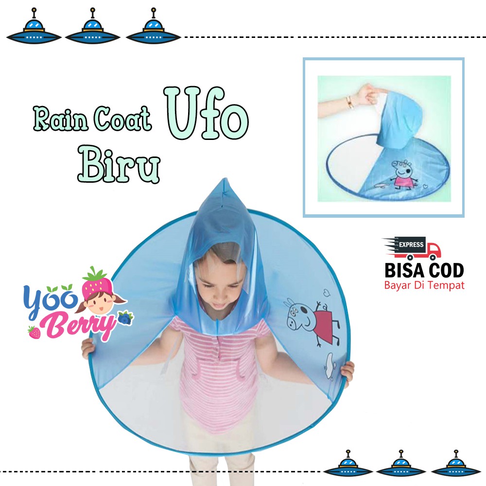 Berry Mart Jas Hujan Anak UFO Raincoat Rain Coat UFO Biru Berry Mart