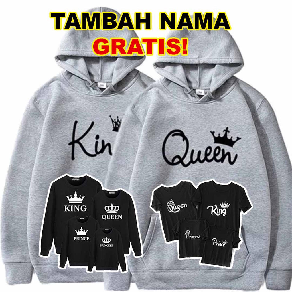 Sweter Hoodie couple King and Queen Keluarga Prince Princess /Hoodie pasangan King dan Queen/ Sweter