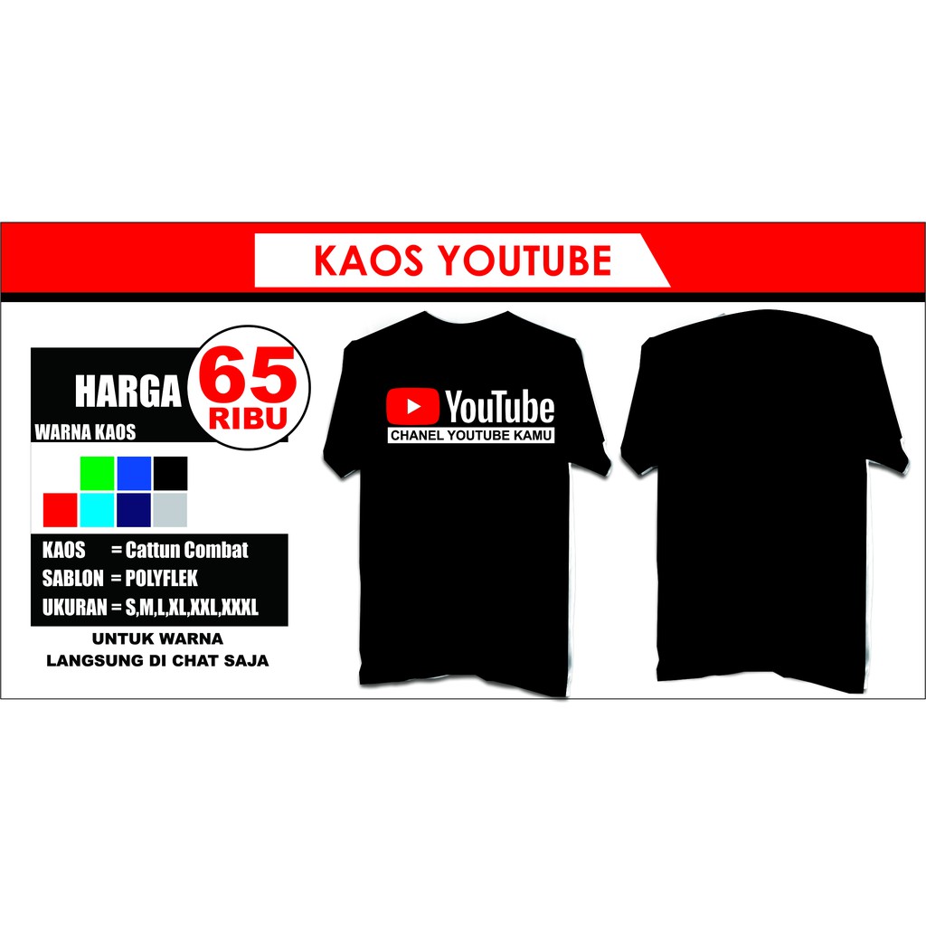 KAOS YOUTUBE CUSTOME I KAOS CATTON COMBAT 24S I SABLON POLYFLEK