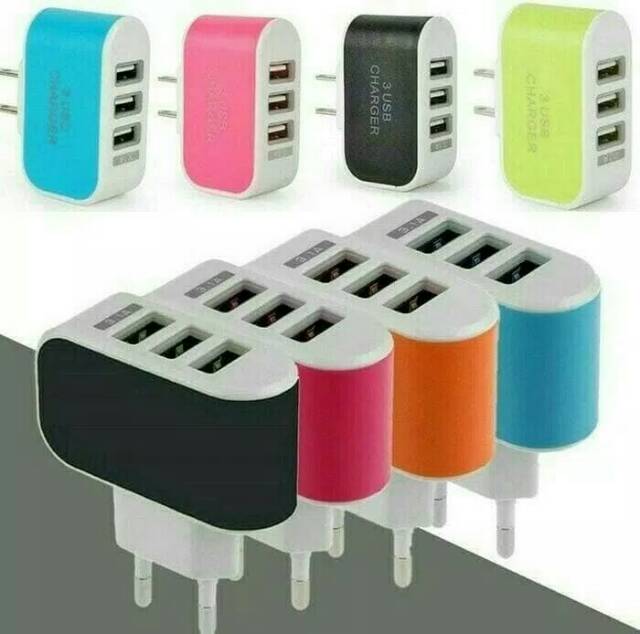 Batok Charger 3 Usb Adaptor Travel Charger 3 Usb Universal